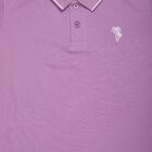 Boys' Lilac Cotton Polo Collar Preppy T-Shirt, लाइलेक, small