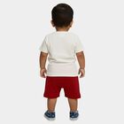 Infants' Red 100% Cotton Round Neck Printed Baba Suit, Red, small