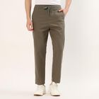 Men's Olive Slim Fit Five-Pocket Casual Trousers, ओलिव, small