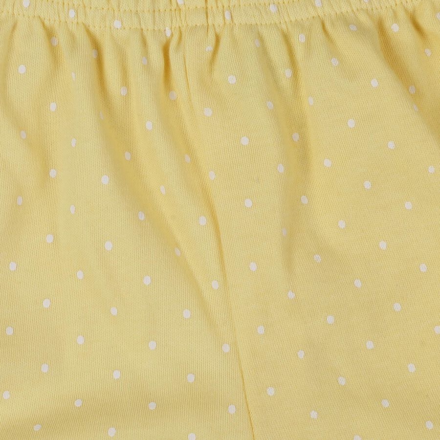 Infants Yellow and White Printed Cotton Pyjama Set, Yellow, large