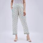 Women's Off-White Printed Elastic Waist Palazzos, Off White, small