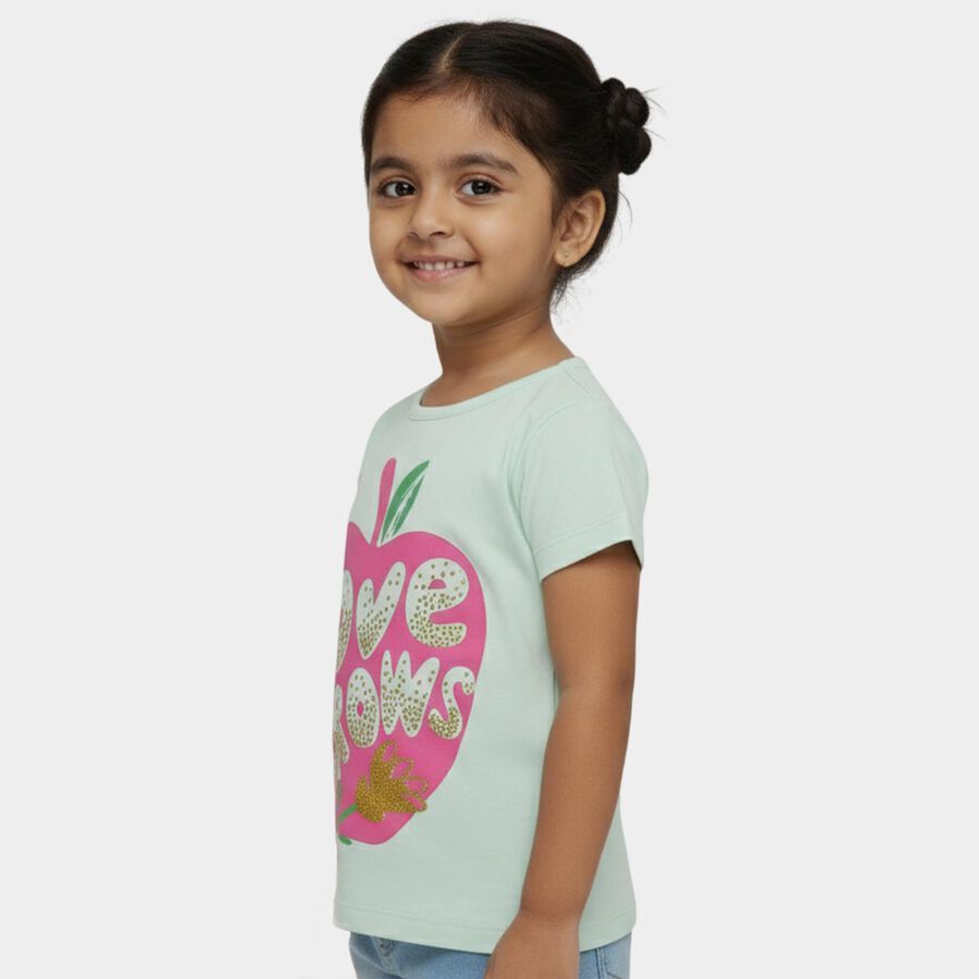 Girls' T-Shirt, हल्का हरा, large