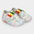 Girls Grey Printed Velcro Strap Sneakers, Grey, small