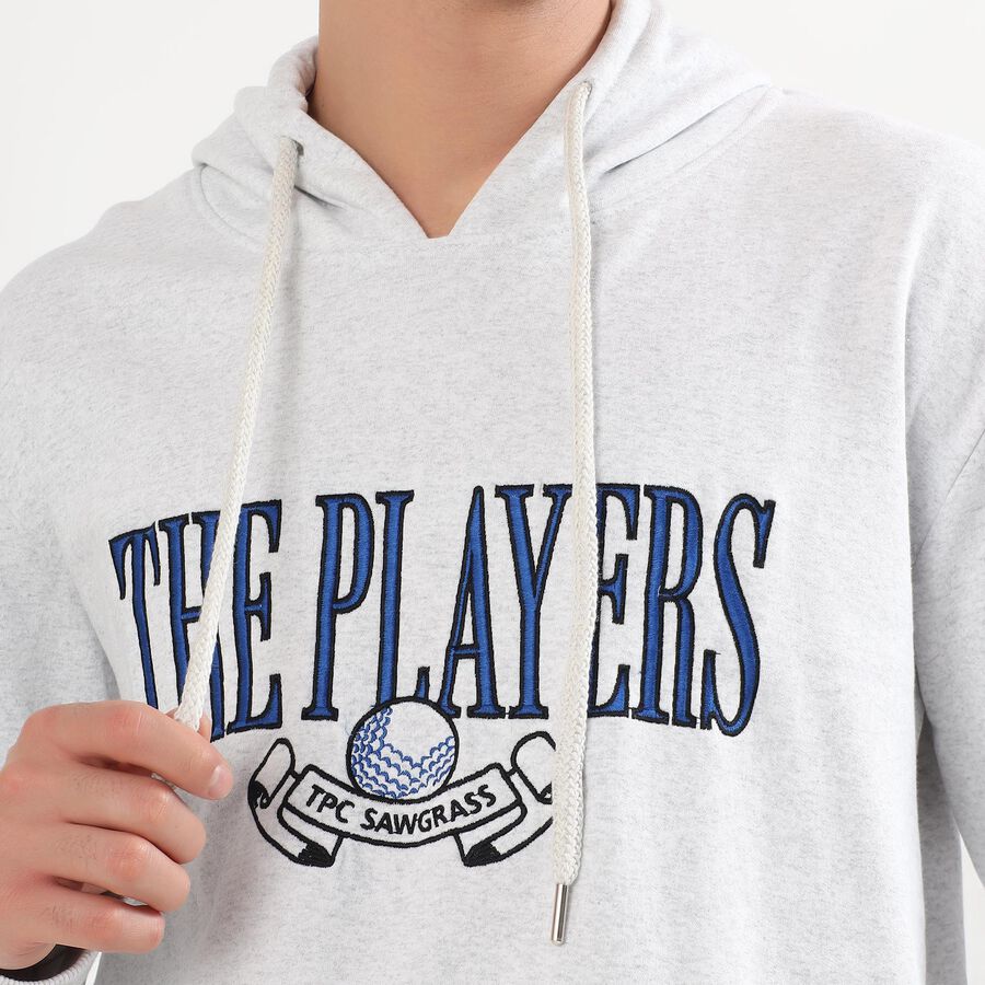 Men's Light Grey Hooded Neck Casual Sweatshirt, मिश्रित हल्का ग्रे, large image number null