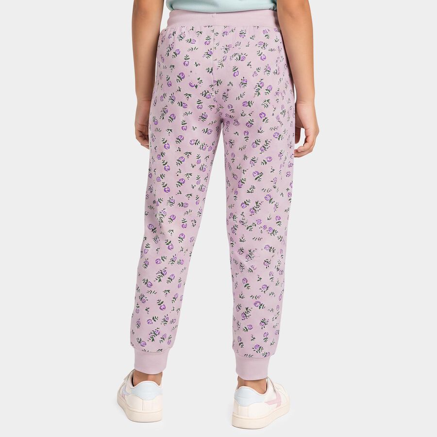 Girls' Lilac Regular Fit Floral Printed Pyjama, Lilac, large