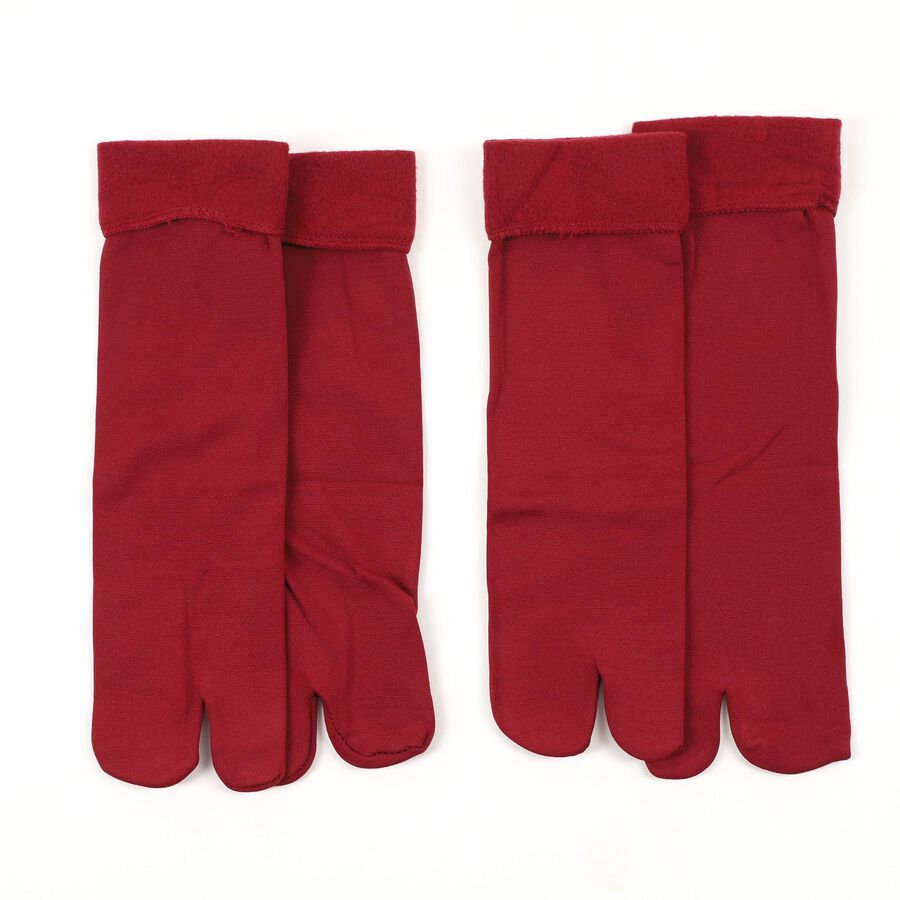 Women's Deep Crimson Regular Fit Finger Socks, Maroon, large
