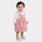 Infants' Pink Cotton Fit and Flare Embroidered Pinafore Frock, Light Pink, small