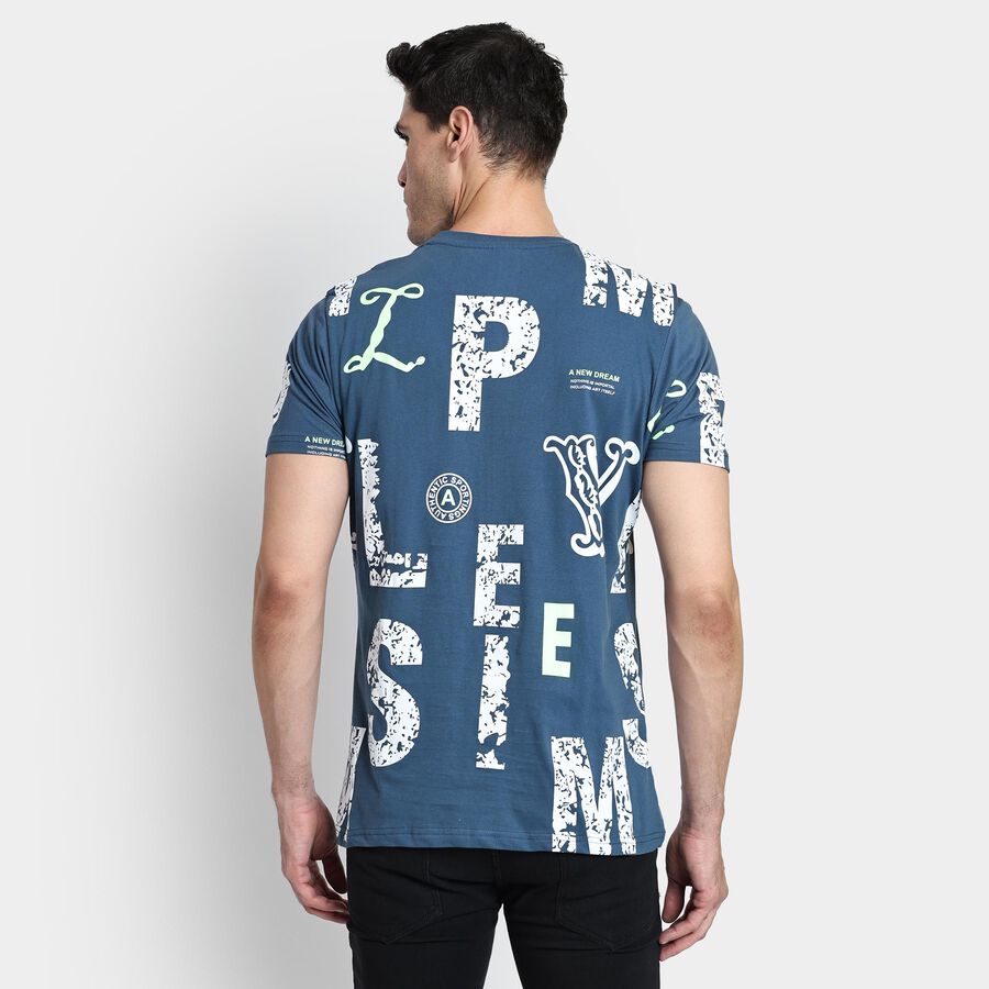 Men's 100% Cotton Round Neck T-Shirt, Dark Blue, large image number null