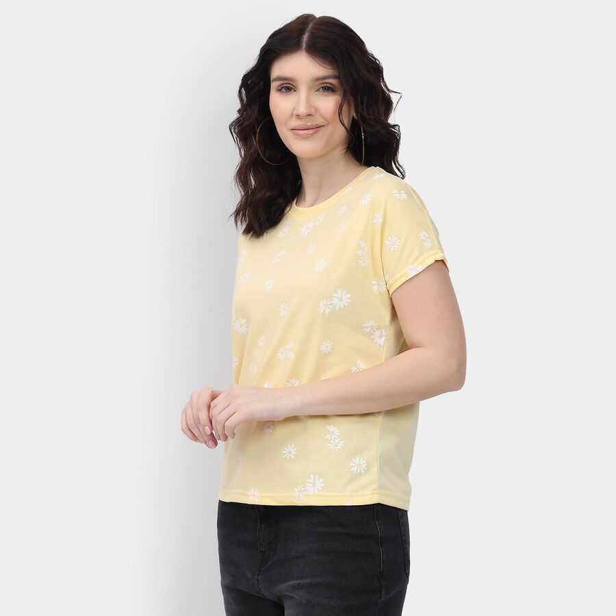 Ladies' Round Neck T-Shirt, Yellow, large