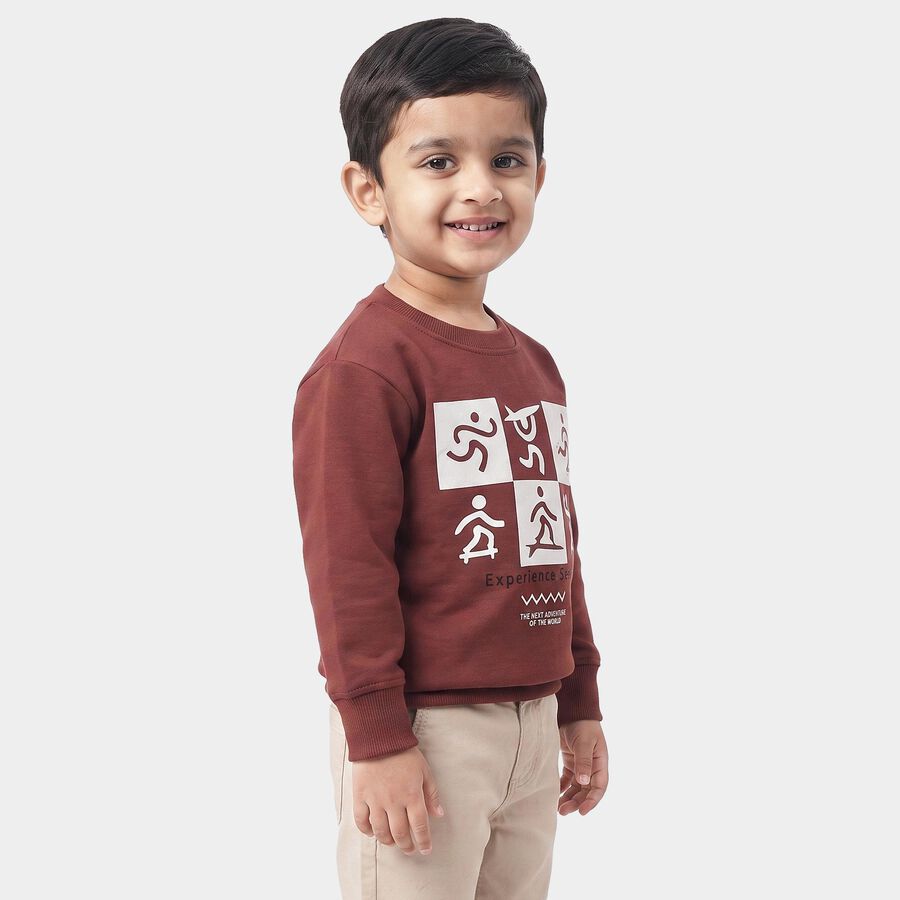 Boys' Pink Crew Neck Graphic Print Sweatshirt, Pink, large
