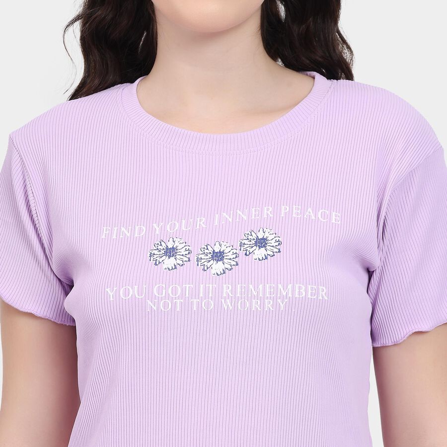 Ladies' Round Neck T-Shirt , लाइलेक, large