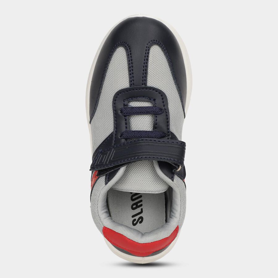 Boys Navy and Grey Velcro Casual Shoes, नीला, large image number null