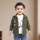 Infant Boys' Olive Green Cotton Spread Collar Utility Shirt, Olive, small