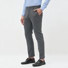 Men's Charcoal Grey Slim Fit Flat-Front Formal Trousers, Melange Mid Grey, small image number null