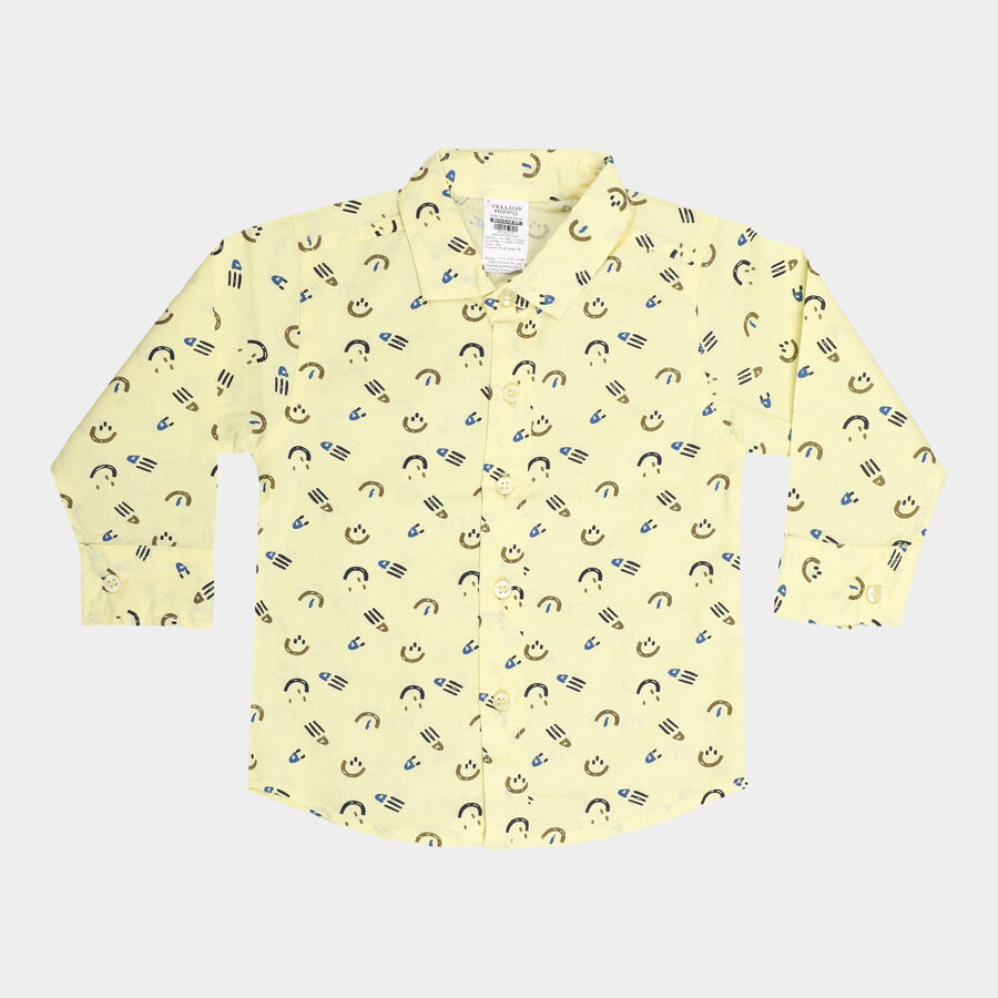 Infants Cotton Printed Casual Shirt, Yellow, large image number null