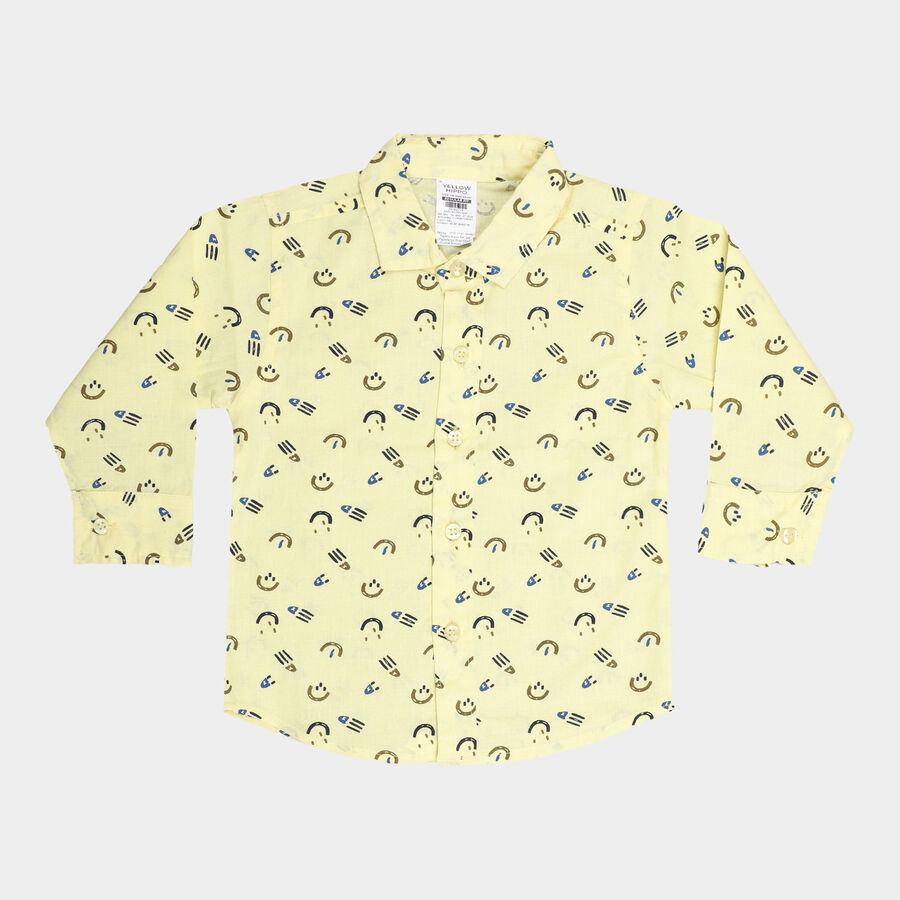 Infants Cotton Printed Casual Shirt, Yellow, large image number null