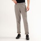 Men's Muted Grey Slim Fit Flat-Front Casual Trousers, Light Grey, small