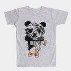 Boys Light Grey Crew Neck Casual T-Shirt, Ecru Melange, small