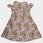Girls' Off White Cotton Blend Casual Frock, ऑफ व्हाइट, small