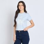 Ladies' 100% Cotton Crop  Top, Blue, small