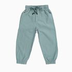 Boys Light Sage Green Elastic Waist Cotton Jogger Trousers, Light Green, small