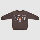 Boys Dark Chocolate Brown Crew Neck Graphic Sweatshirt, Charcoal, small image number null
