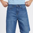 Men's Blue Straight Fit Washed Jeans, Dark Blue, small