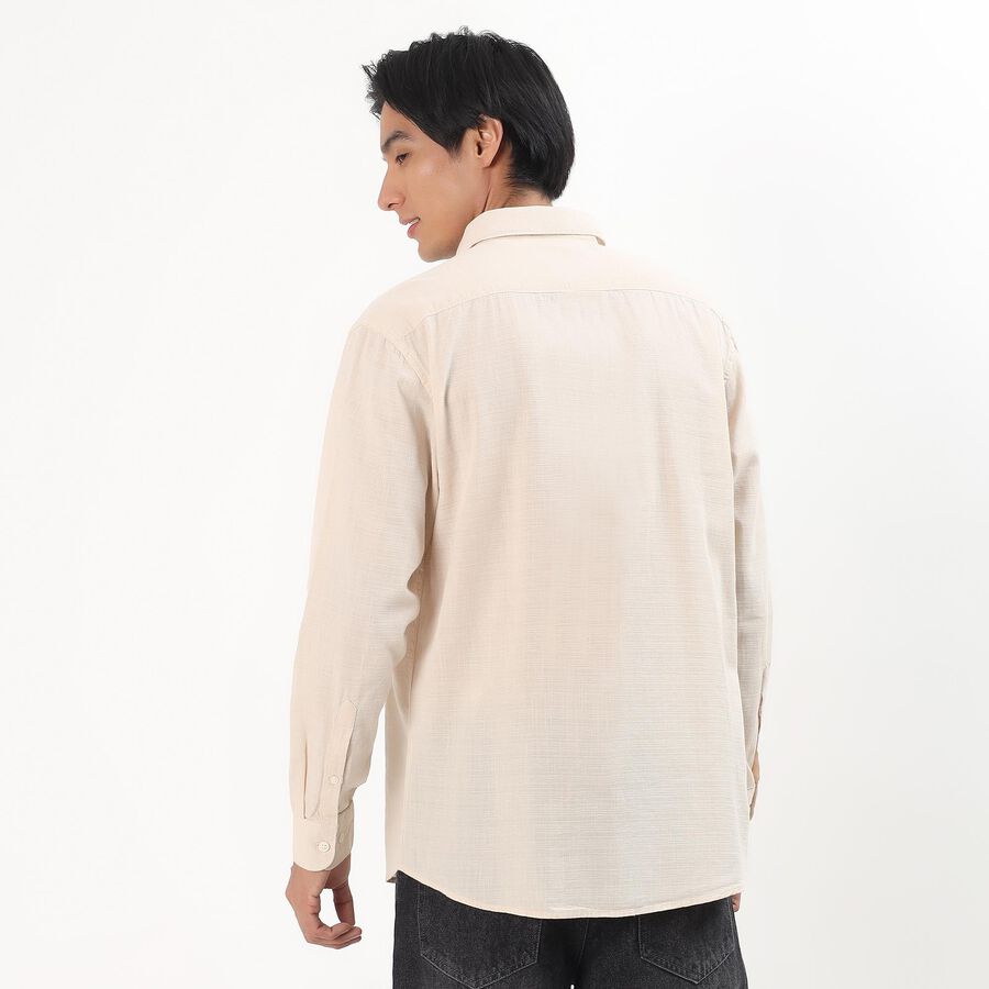 Men's Soft Peach Mandarin Collar Casual Shirt, Peach, large image number null