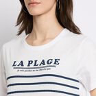 Ladies'  Stripes Round Neck T-Shirt, सफ़ेद, small image number null