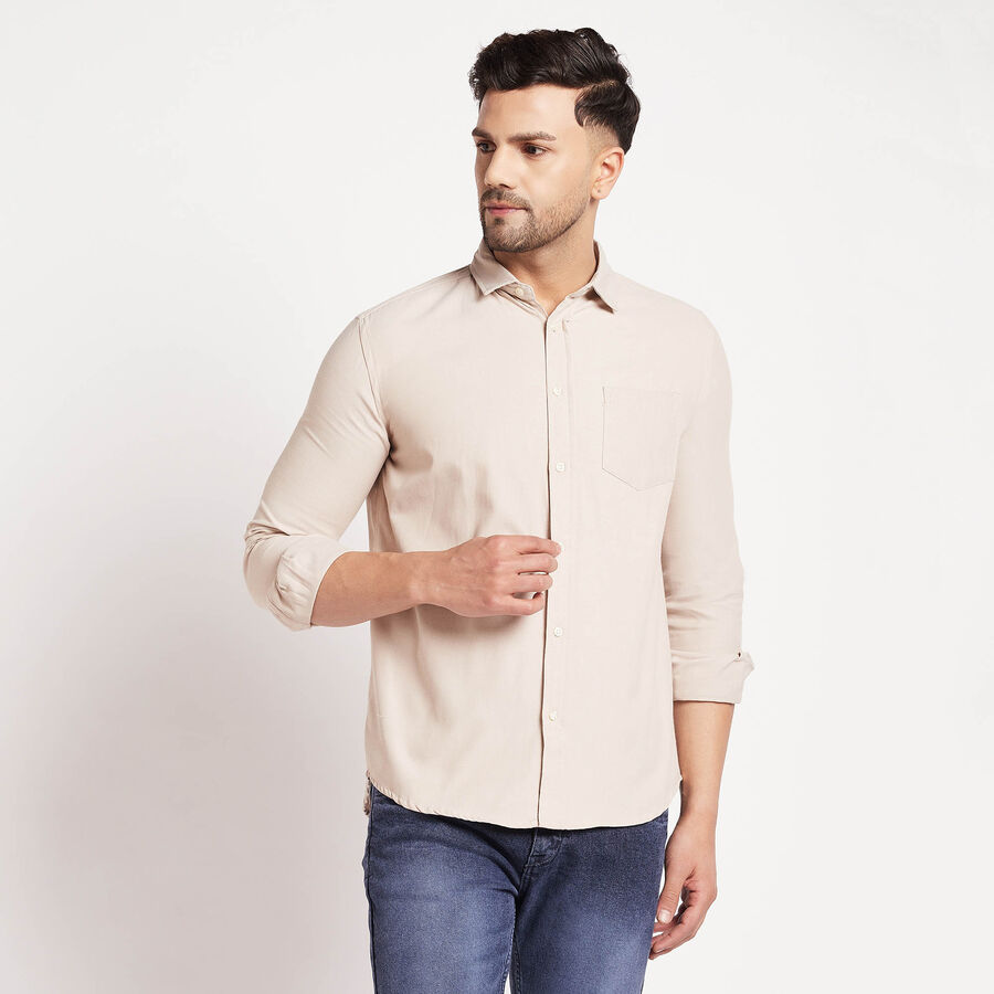 Solid Casual Shirt, Beige, large image number null