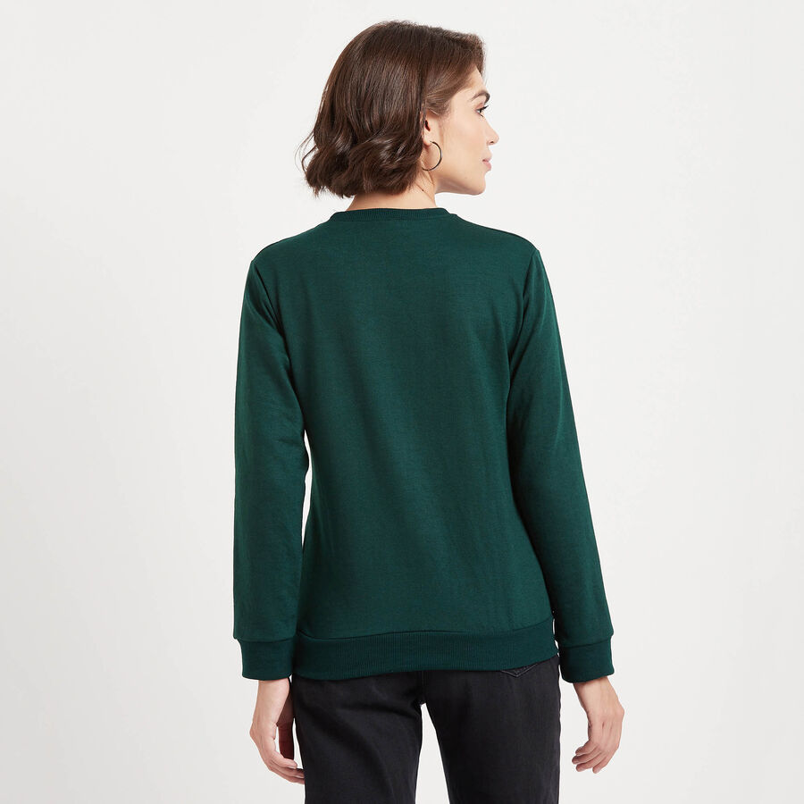 Solid Round Neck Sweatshirt, Olive, large image number null