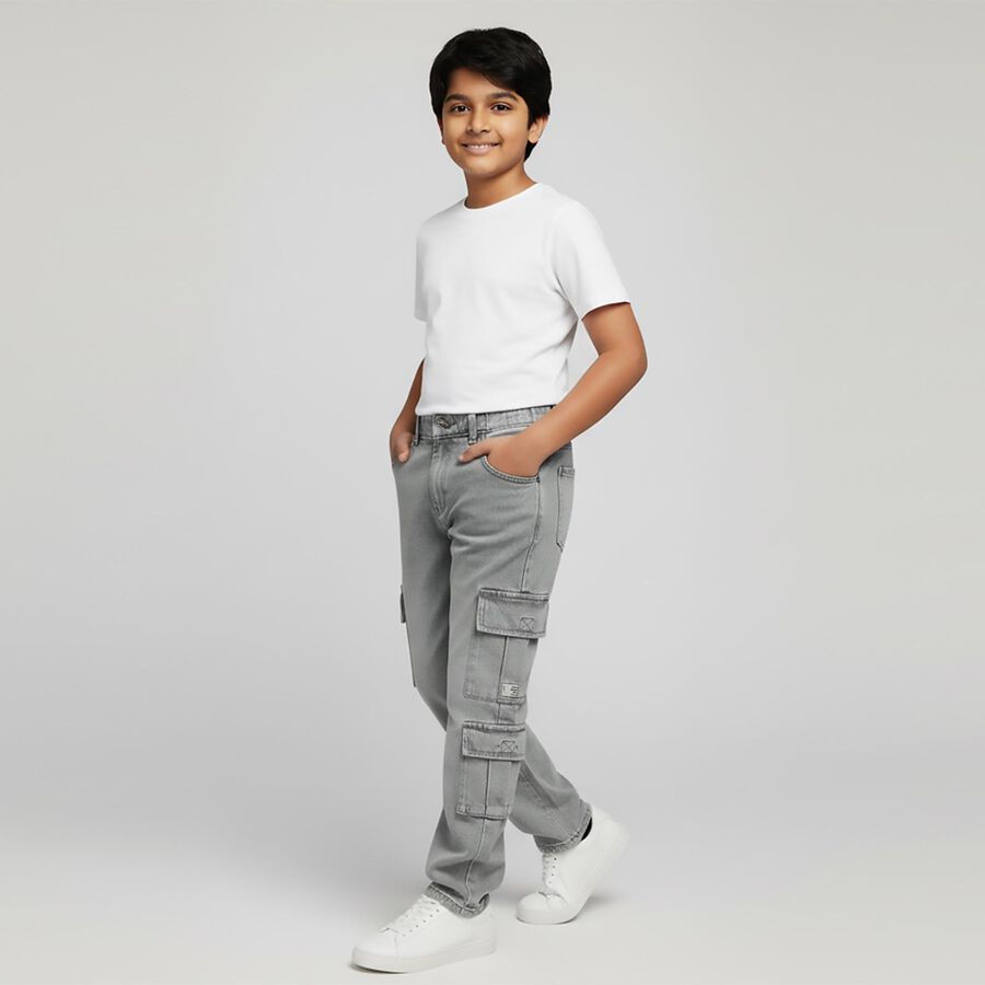 Boys' 100% Cotton Jeans, हल्का ग्रे, large image number null