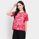 Ladies' 100% Cotton Round Neck T-Shirt, लाल, small