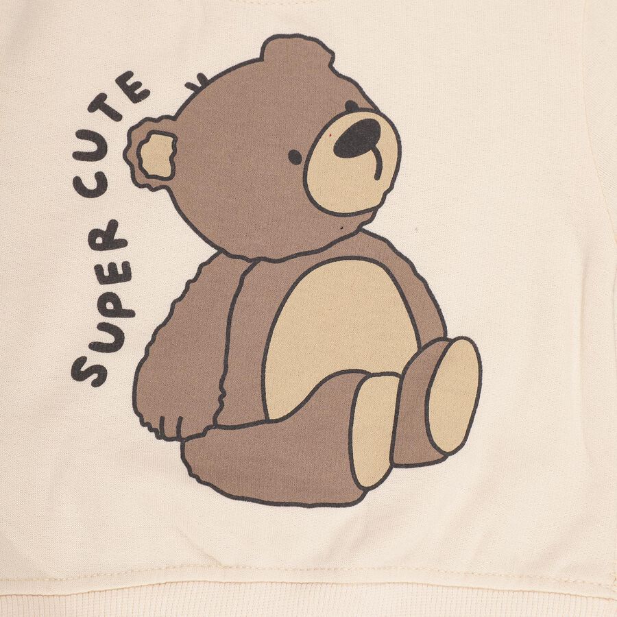 Infants Soft Beige Crew Neck Casual Sweatshirt, Beige, large image number null