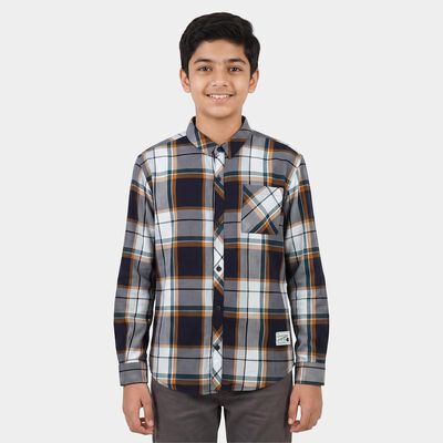 Boys' Mustard Cotton Long Sleeves Collared Shirt