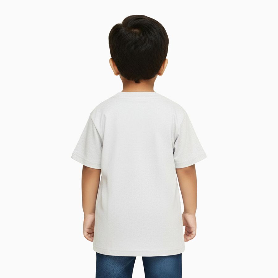 Boys Light Grey Round Neck Casual T-Shirt, Ecru Melange, large image number null