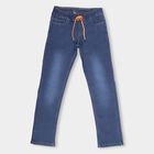 Boys' Stonewashed Blue Regular Fit Elasticated Jeans, Dark Blue, small image number null