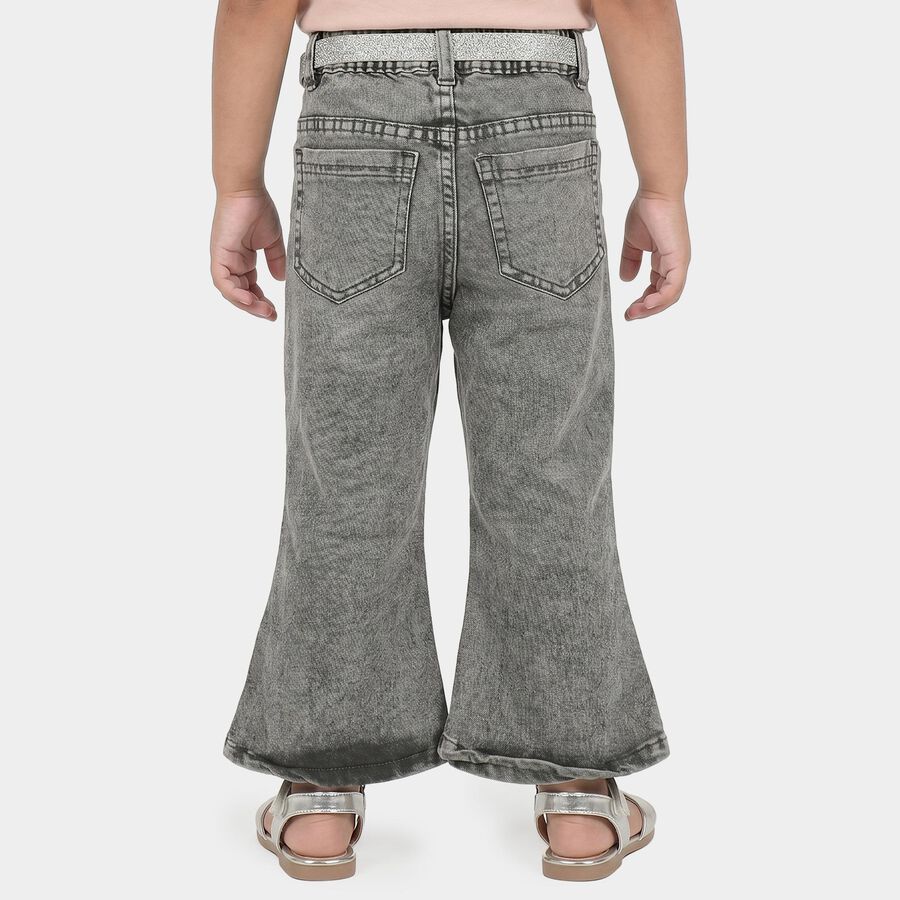 Girls Grey Flared Fit Sequin Applique Jeans, Light Grey, large