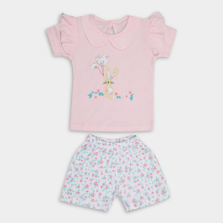 Infants' 100% Cotton Short Set, हल्का गुलाबी, large