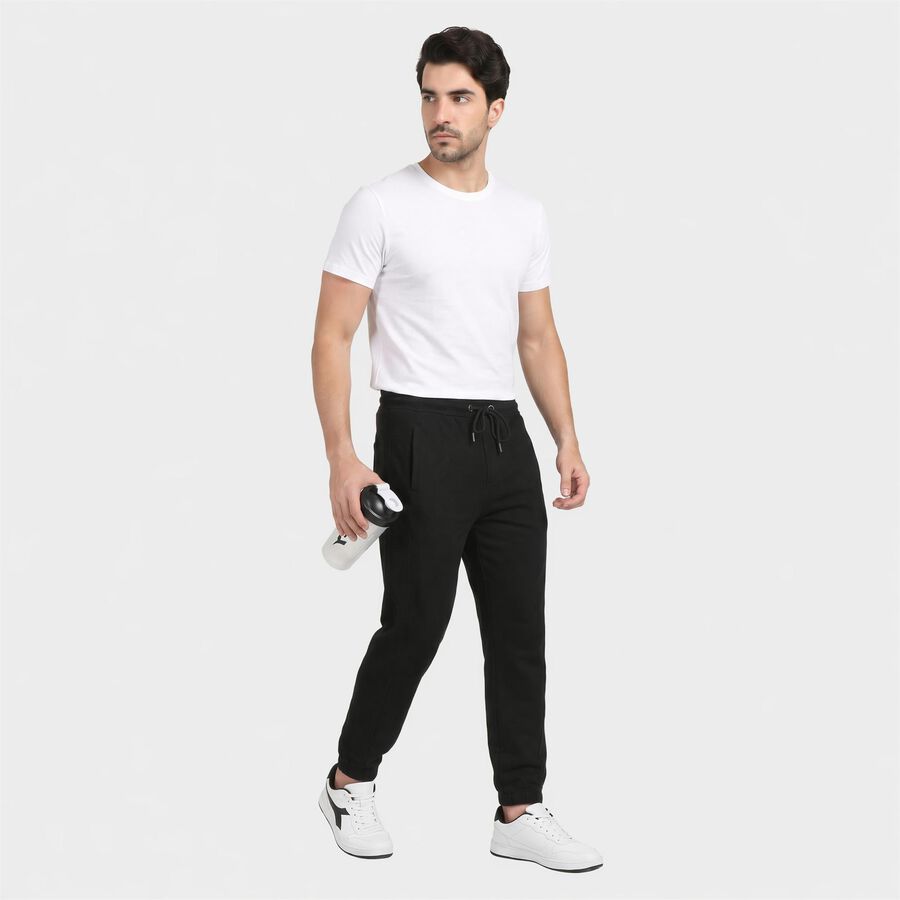 Men's Black Jogger Fit Track Pants, Black, large