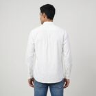 Men's White Cotton Long Sleeve Collar Regular Fit Shirt, ऑफ व्हाइट, small