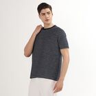 Men's Navy Blue Round Neck Striped T-Shirt, नेवी ब्लू, small