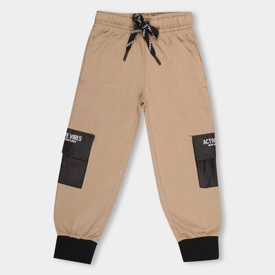 Boys' Muted Beige Jogger Pyjama With Side Pockets