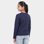 Girls' Navy Blue Round Neck Regular Top, नेवी ब्लू, small