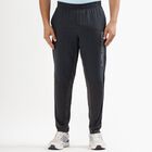 Men's Charcoal Black Regular Fit Logo Printed Track Pants, Dark Grey, small image number null