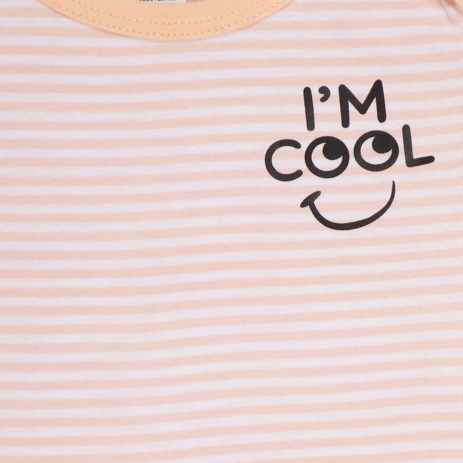 Infant Boys' 100% Cotton Baba Suit, Peach, large image number null