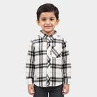Boys White Cotton Long Sleeve Collared Shirt, White, small