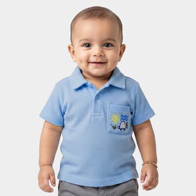Infants Light Blue Cotton Polo Neck Polo T-Shirt