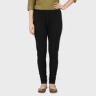 Women's Black Slim Fit Elastic Waist Churidar, काला, small
