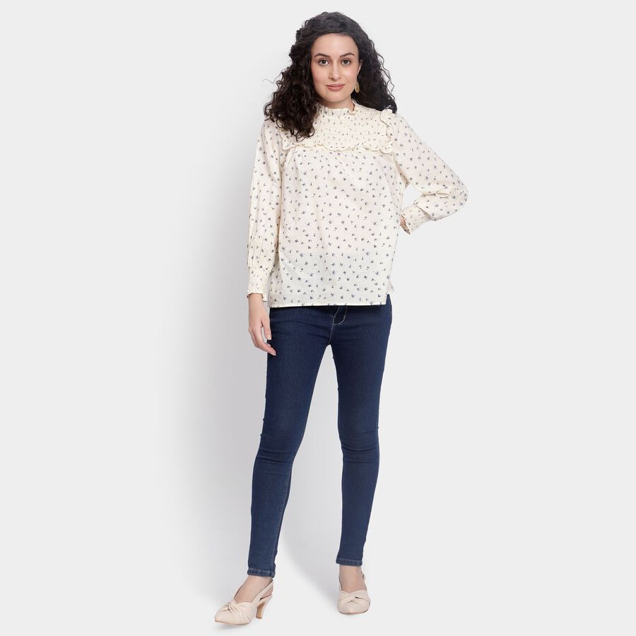 Ladies' 100% Cotton Top , ऑफ व्हाइट, large image number null